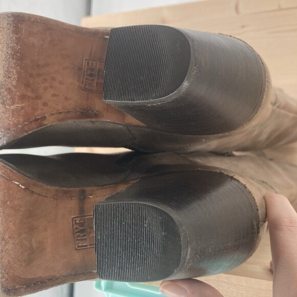 Frye Womens Jackie Tall Leather Boots Sz 9 Brown Taupe Tan Equestrian Southwest - Picture 15 of 16